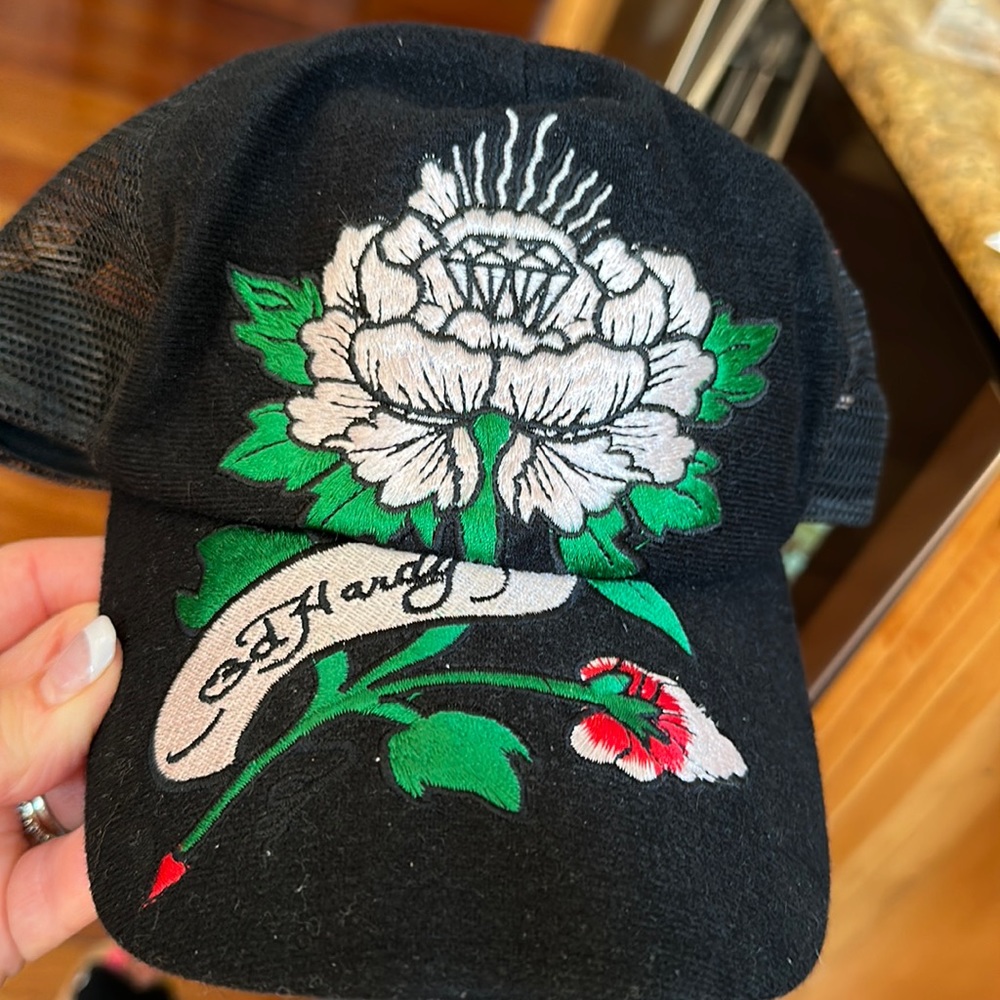 Ed Hardy Flower & Gem Black hat